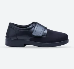 Mens Wide Fit Tredd Well Benjamin Velcro Soft Stretch Shoes - Black