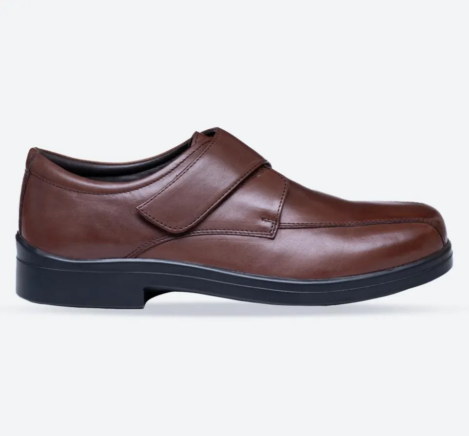 Mens Wide Fit Tredd Well Peter Velcro Shoes - Dark Brown