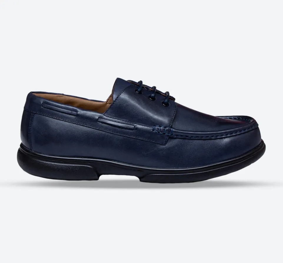 Mens Wide Fit Tredd Well Dean Shoes Navy Boat Shoes