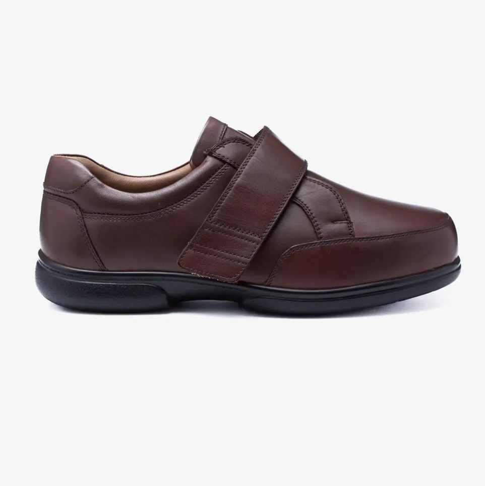 Mens Wide Fit Tredd Well Phoenix Velcro Shoes - Brown