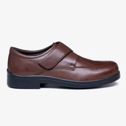 Mens Wide Fit Tredd Well Peter Velcro Shoes - Dark Brown