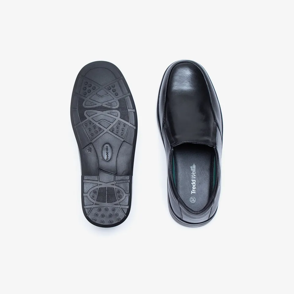 Mens Wide Fit Tredd Well Camelot Slip On Shoes - Black