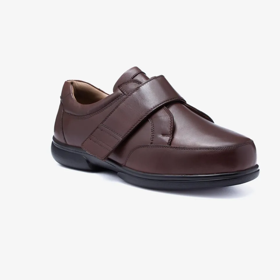 Mens Wide Fit Tredd Well Phoenix Velcro Shoes - Brown