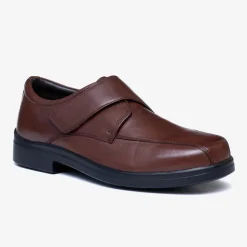 Mens Wide Fit Tredd Well Peter Velcro Shoes - Dark Brown