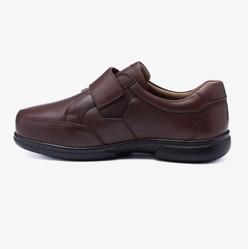 Mens Wide Fit Tredd Well Phoenix Velcro Shoes - Brown