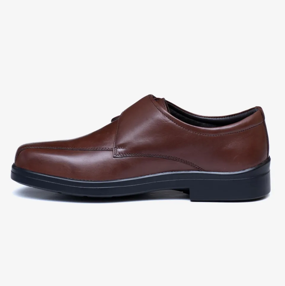 Mens Wide Fit Tredd Well Peter Velcro Shoes - Dark Brown