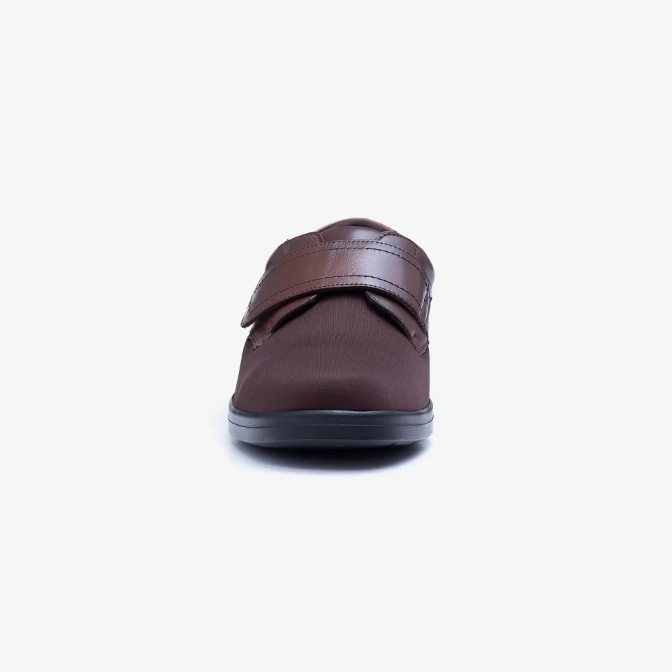 Mens Wide Fit Tredd Well Benjamin Velcro Soft Stretch Shoes - Brown