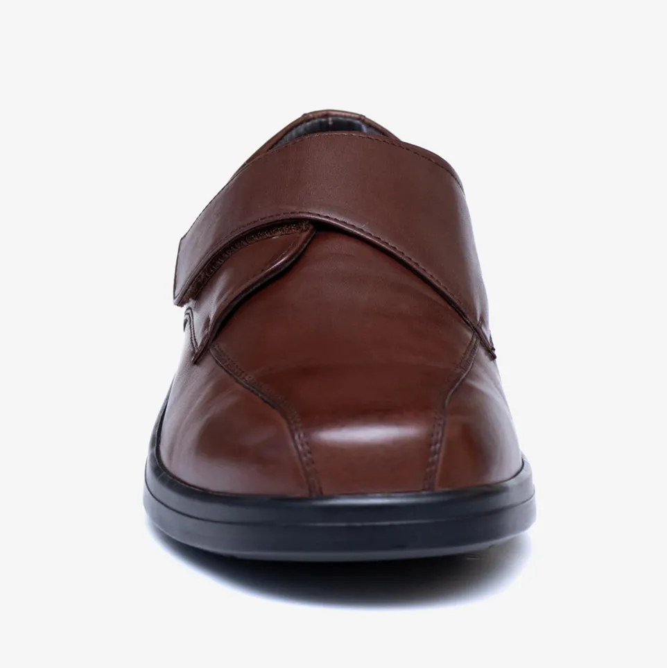 Mens Wide Fit Tredd Well Peter Velcro Shoes - Dark Brown