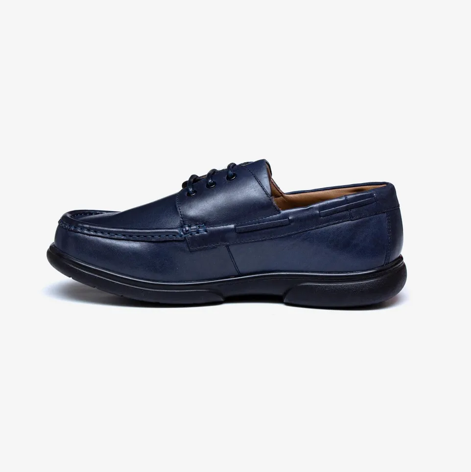 Mens Wide Fit Tredd Well Dean Shoes Navy Boat Shoes