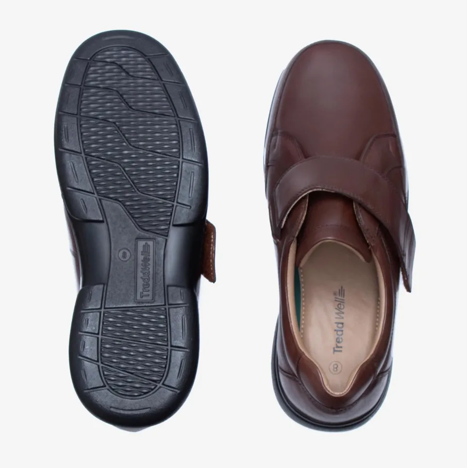 Mens Wide Fit Tredd Well Phoenix Velcro Shoes - Brown