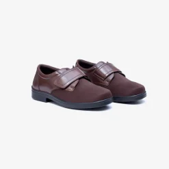 Mens Wide Fit Tredd Well Benjamin Velcro Soft Stretch Shoes - Brown
