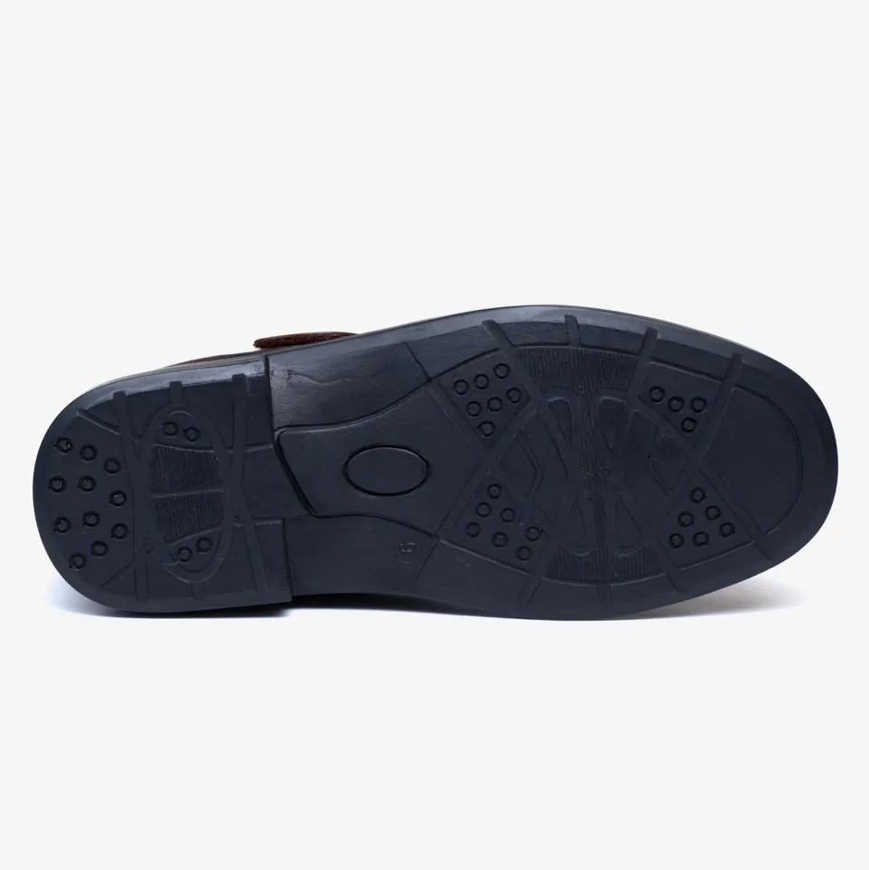 Mens Wide Fit Tredd Well Peter Velcro Shoes - Dark Brown