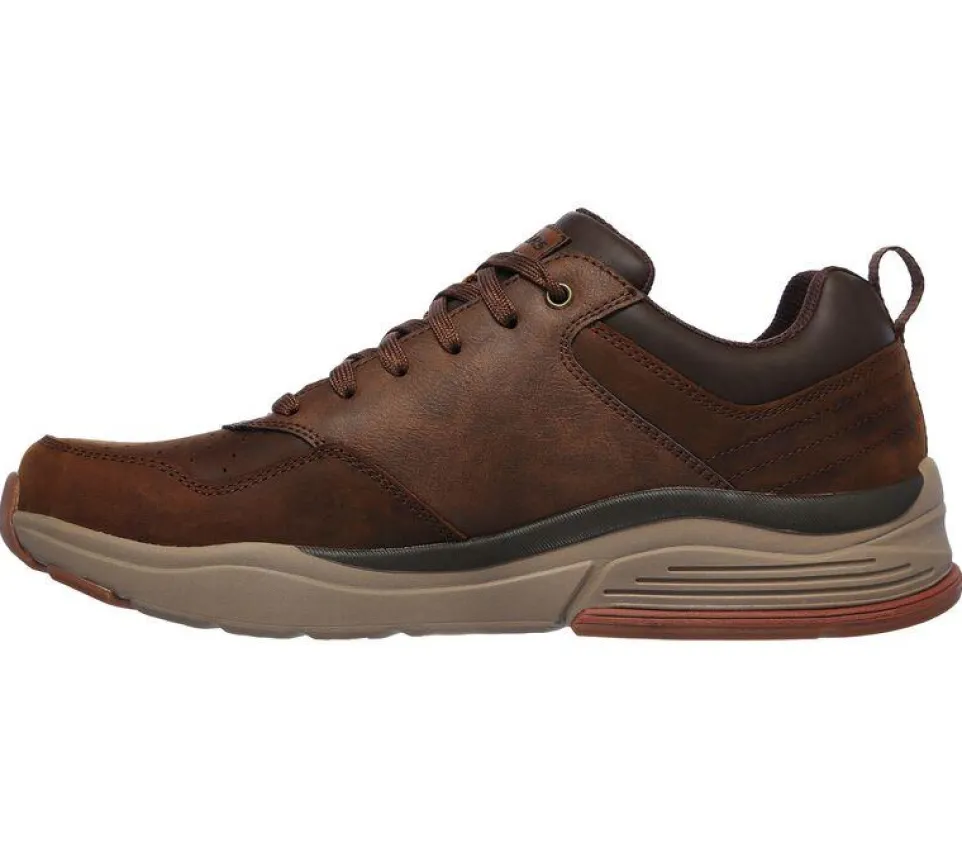 Men's Wide Relaxed Fit Skechers 66204 Benago Street Wear Treno Walking Trainers - Dark Brown