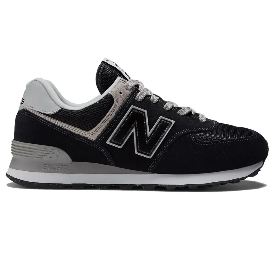Women's Wide Fit New Balance ML574EVB Running Trainers - Exclusive - Black/White ENCAP
