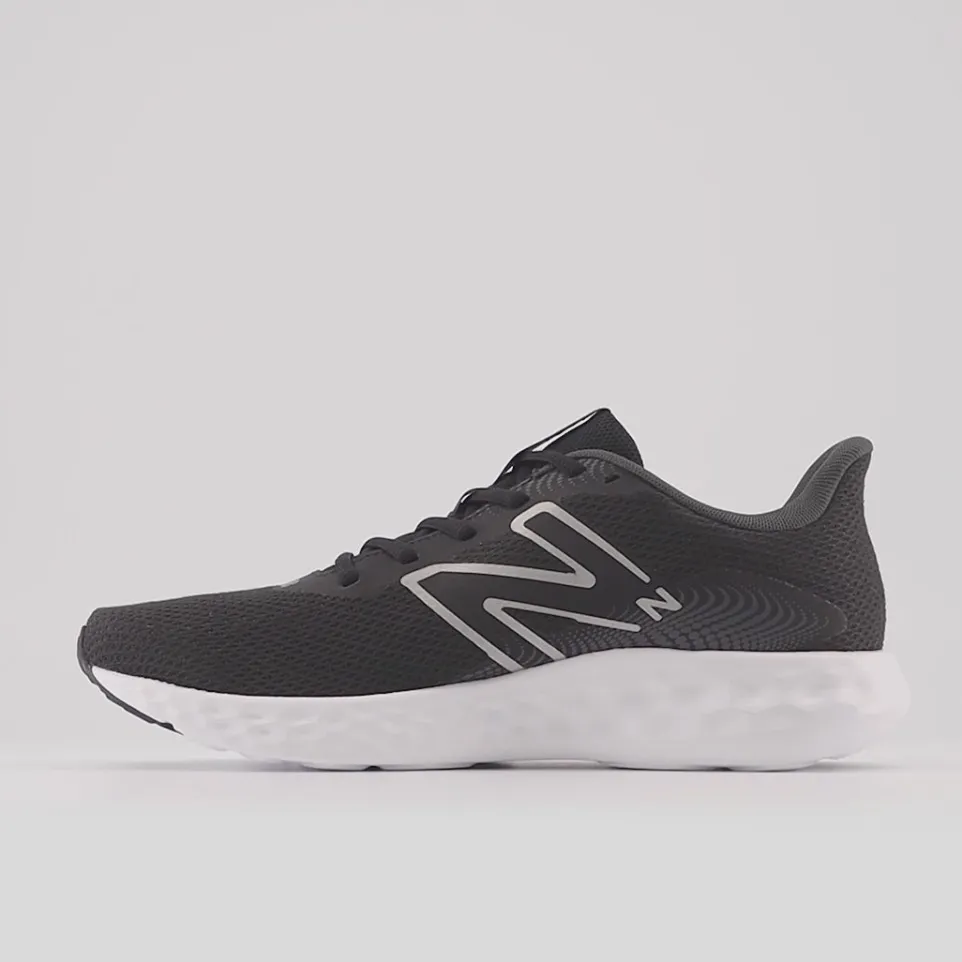 Women's Wide Fit New Balance M411LB3 Walking and Running Trainers - Black/White