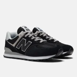 Women's Wide Fit New Balance ML574EVB Running Trainers - Exclusive - Black/White ENCAP