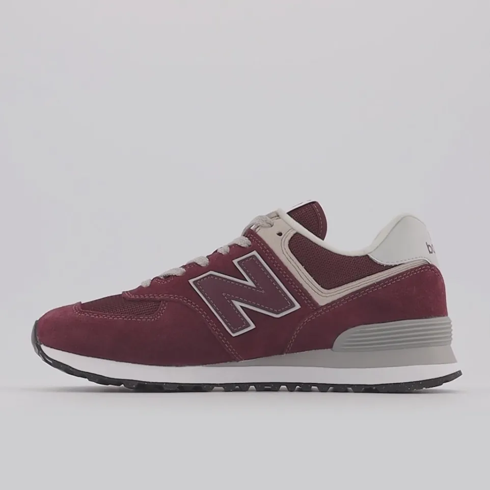 Women's Wide Fit New Balance ML574EVM Running Trainers - Exclusive - Burgundy/White ENCAP