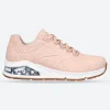 Women's Wide Fit Skechers 155642 Uno 2 In Kat Neato Trainers - Blush