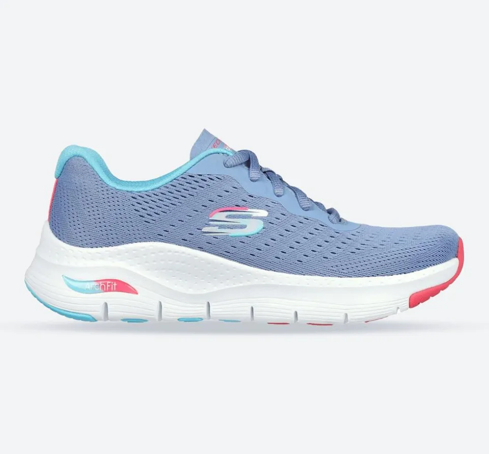 Women's Wide Fit Skechers 149722 Arch Fit Infinity Cool Trainers - Blue/Multi