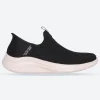 Women's Wide Fit Skechers 149594 Slip-ins Ultra Flex 3.0 Trainers -  Black/Rose Gold