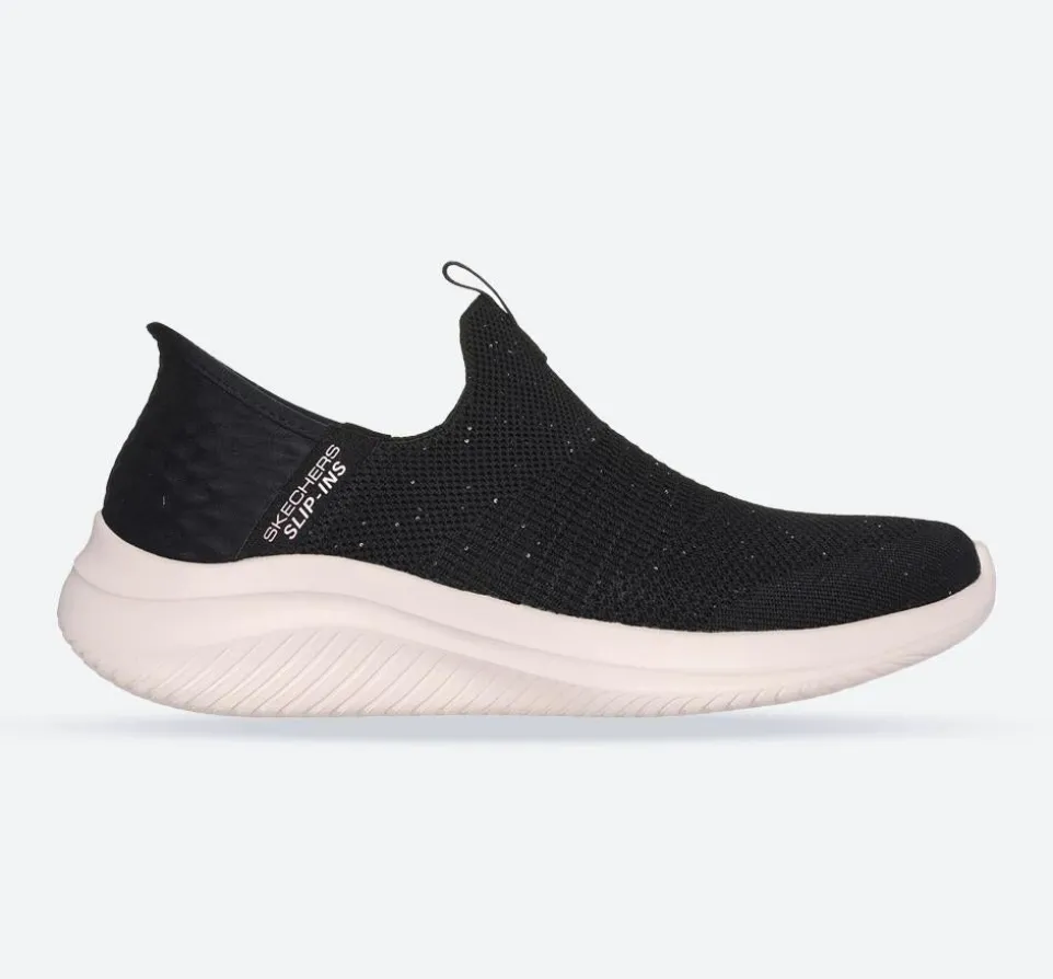 Women's Wide Fit Skechers 149594 Slip-ins Ultra Flex 3.0 Trainers - Black/Rose Gold