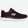 Women's Wide Fit Skechers 12615 Graceful Get Connected Sports Trainers - Wine