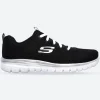 Womens Wide Fit Skechers 12615 Walking Trainers - Black/White