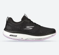Women's Wide Fit Skechers 124933 Go Walk Workout Walker Trainers - Black/Lavender