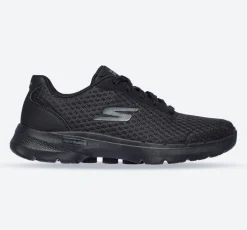 Women's Wide Fit Skechers 124514 Go Walk 6 Iconic Vision Trainers - Black