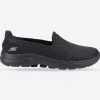 Women's Wide Fit Skechers 124508 Go Walk 6 Big Splash Trainers - Black/Black