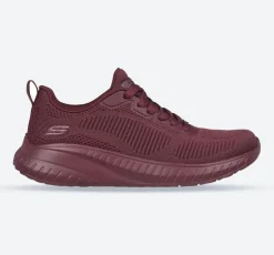 Women's Wide Fit Skechers 117209 Bob Squad Chaos Face Off Trainers -Plum
