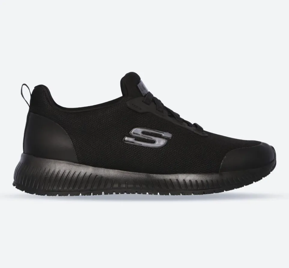 Women's Wide Fit Skechers 77222EC Squad SR Occupational Trainers - Black