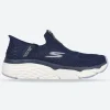 Women's Wide Fit Skechers 128571 Max Cushioning Smooth Trainers - Navy/Lavender