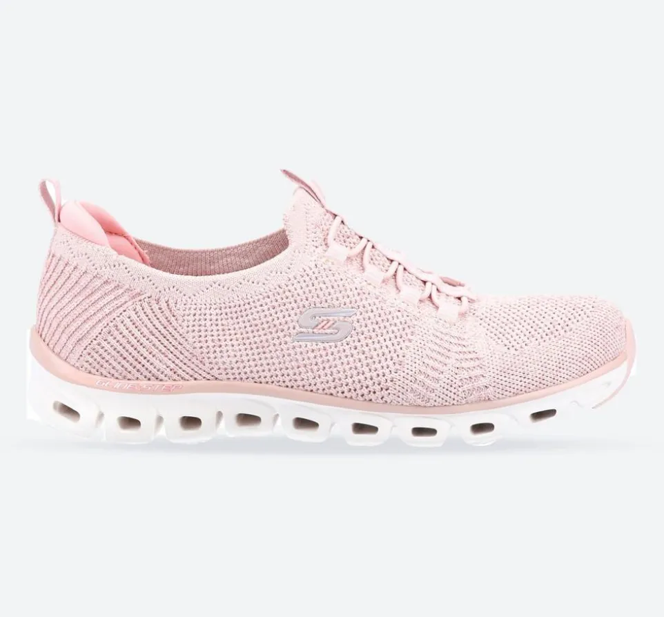 Women's Wide Fit Skechers 104198 Glide Step Grand Flash Trainers - Rose