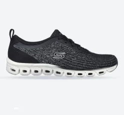 Women's Wide Fit Skechers 104325 Glide-Step Head Start Trainers - Black