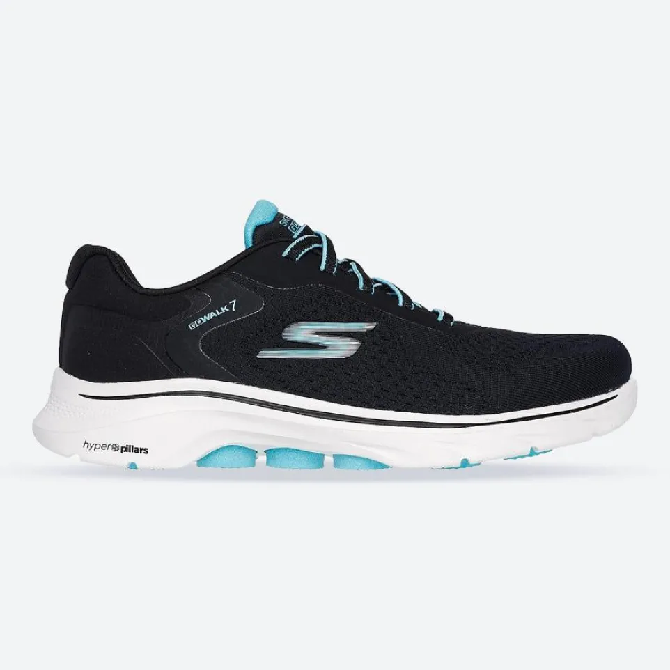 Women's Wide Fit Skechers 125215 Go Walk 7 Cosmic Waves Trainers