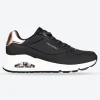 Women's Wide Fit Skechers Uno 155196 Shimmer Away Trainers - Black