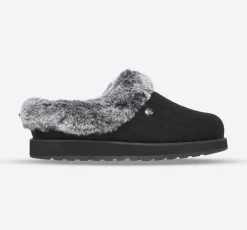 Womens Wide Fit Skechers Keepsakes Ice Angel Mule Slippers - Black