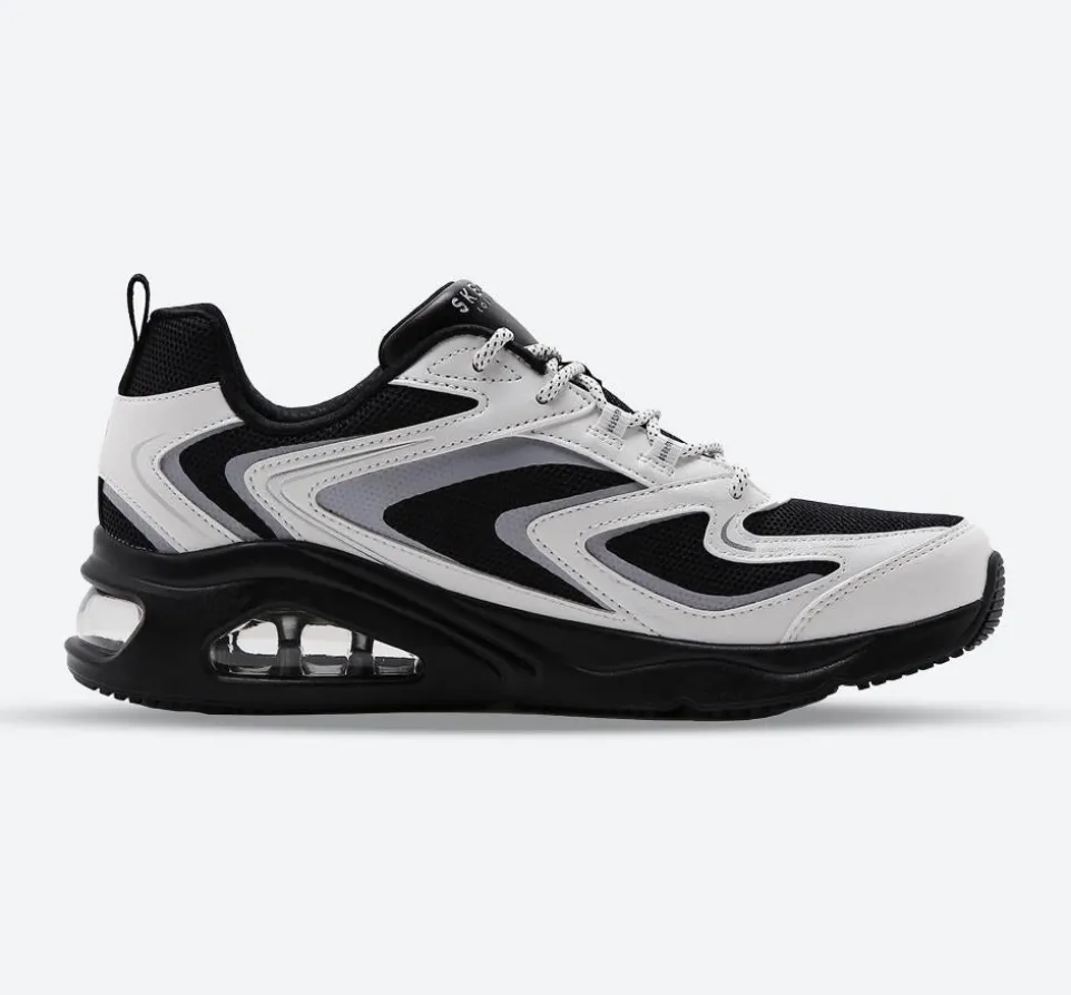 Women's Wide Fit Skechers 177424 Tres Air Uno Street Fl Air Trainers - Black/White