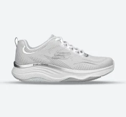 Women's Wide Fit Skechers 149837 D'lux Fitness Pure Glam Trainers