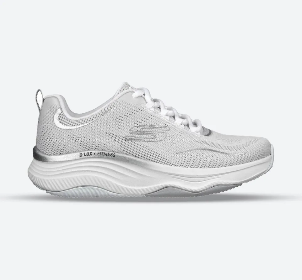 Women's Wide Fit Skechers 149837 D'lux Fitness Pure Glam Trainers
