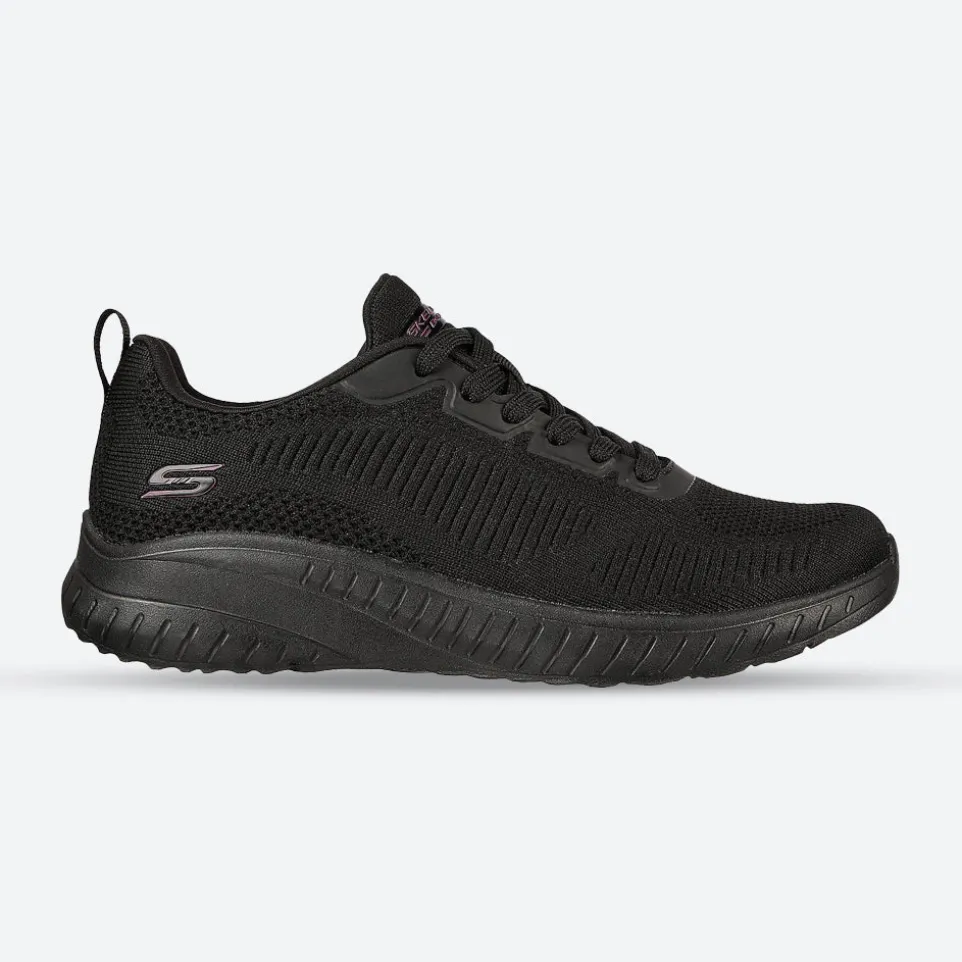 Womens Wide Fit Skechers Bobs Squad Chaos Face Off 117209 Vegan Trainers - Black