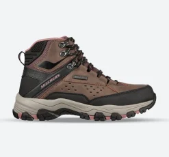 Women's Wide Fit Skechers 158257 Selmen Hiking Waterproof Boots - Chocolate