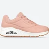 Women's Wide Fit Skechers 73690 Uno Stand On Air Sports Trainers - Blush