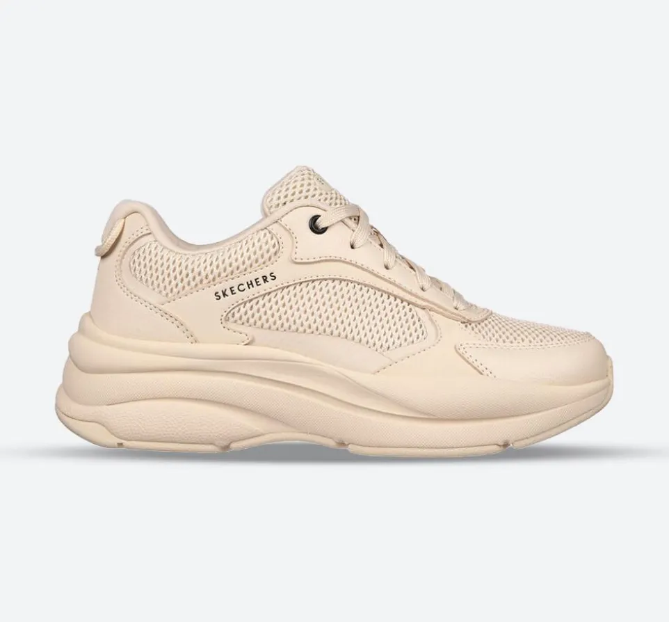 Women's Wide Fit Skechers 177402 Street Twisterz Lighten Up Trainers - Sand