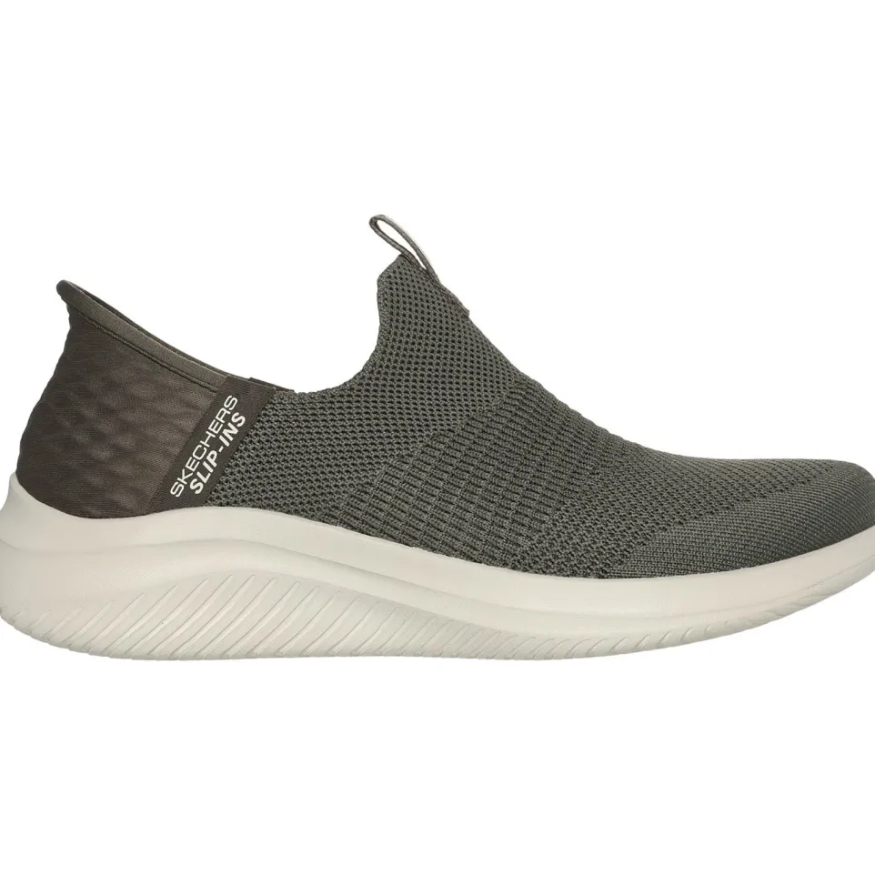 Women's Wide Fit Skechers 149708 Slip-ins Ultra Flex 3.0 Cozy Streak Trainers - Olive