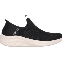 Women's Wide Fit Skechers 149594 Slip-ins Ultra Flex 3.0 Trainers -  Black/Rose Gold