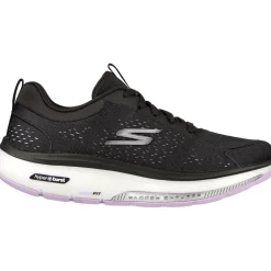 Women's Wide Fit Skechers 124933  Go Walk Workout Walker Trainers - Black/Lavender