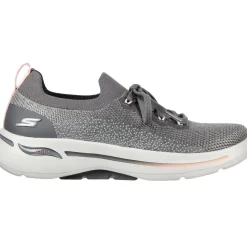 Women's Wide Fit Skechers 124863 Go Walk Arch Fit Clancy Trainers - Grey/Pink