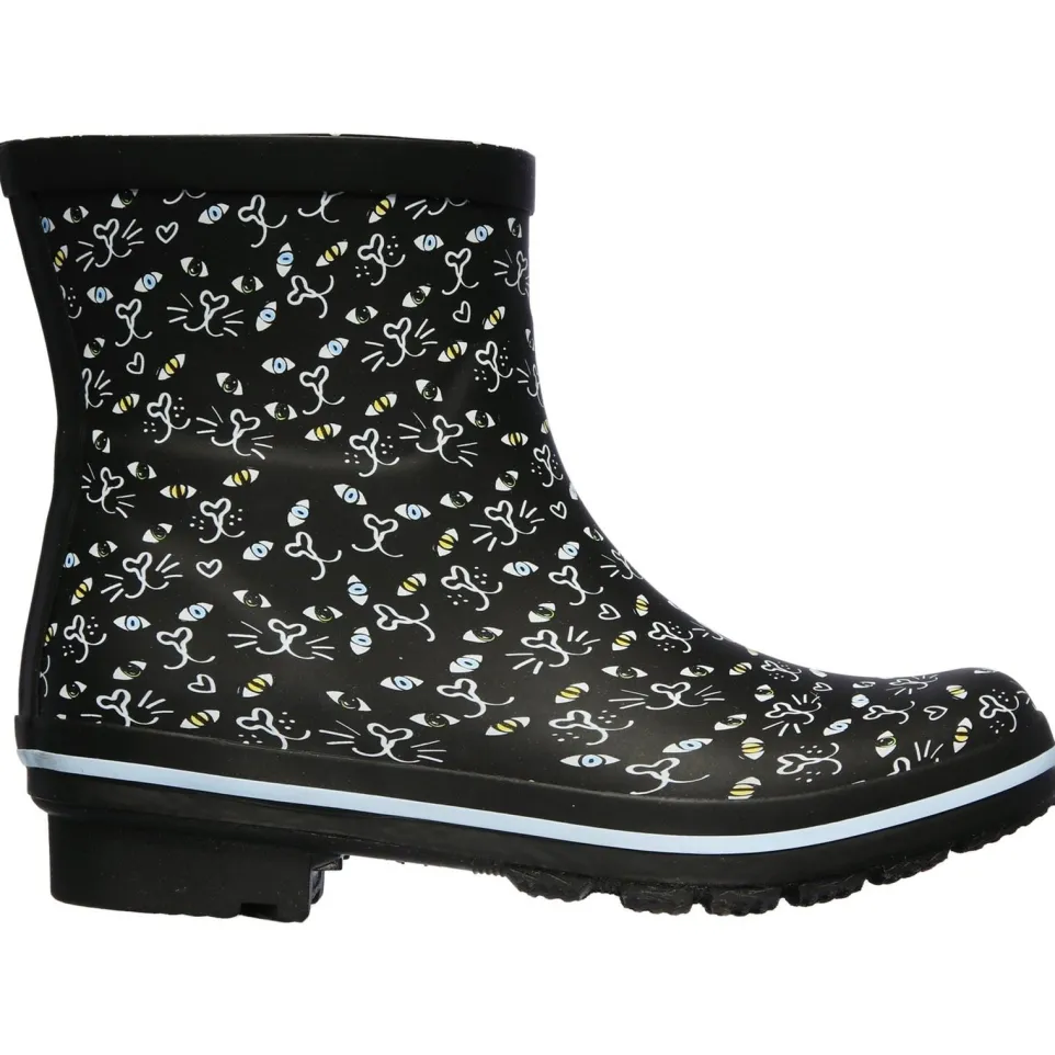 Women's Wide Fit Skechers 113158 Bobs Rain Check Misty Eye Wellie Trainers